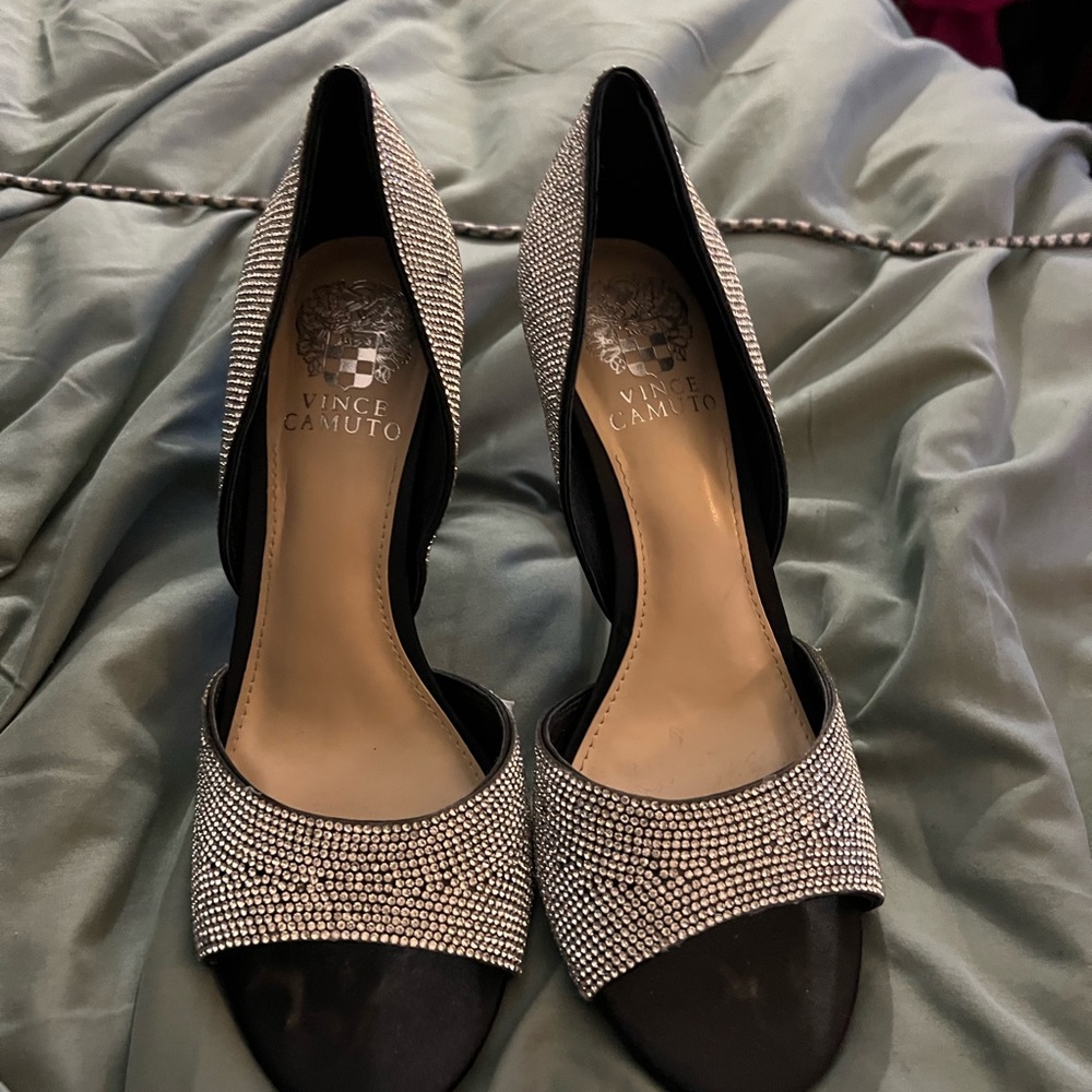 Vince Camuto Black and Silver Stiletto Heels
